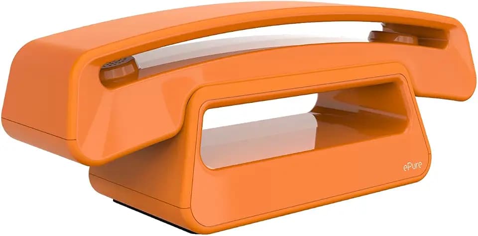 ALCATEL ePure Iconic - Schnurloses Festnetztelefon DECT - Vintage-Design - Großes, hochauflösendes Grafikdisplay - Freisprechfunktion - Anrufblockierungsfunktion - Orange