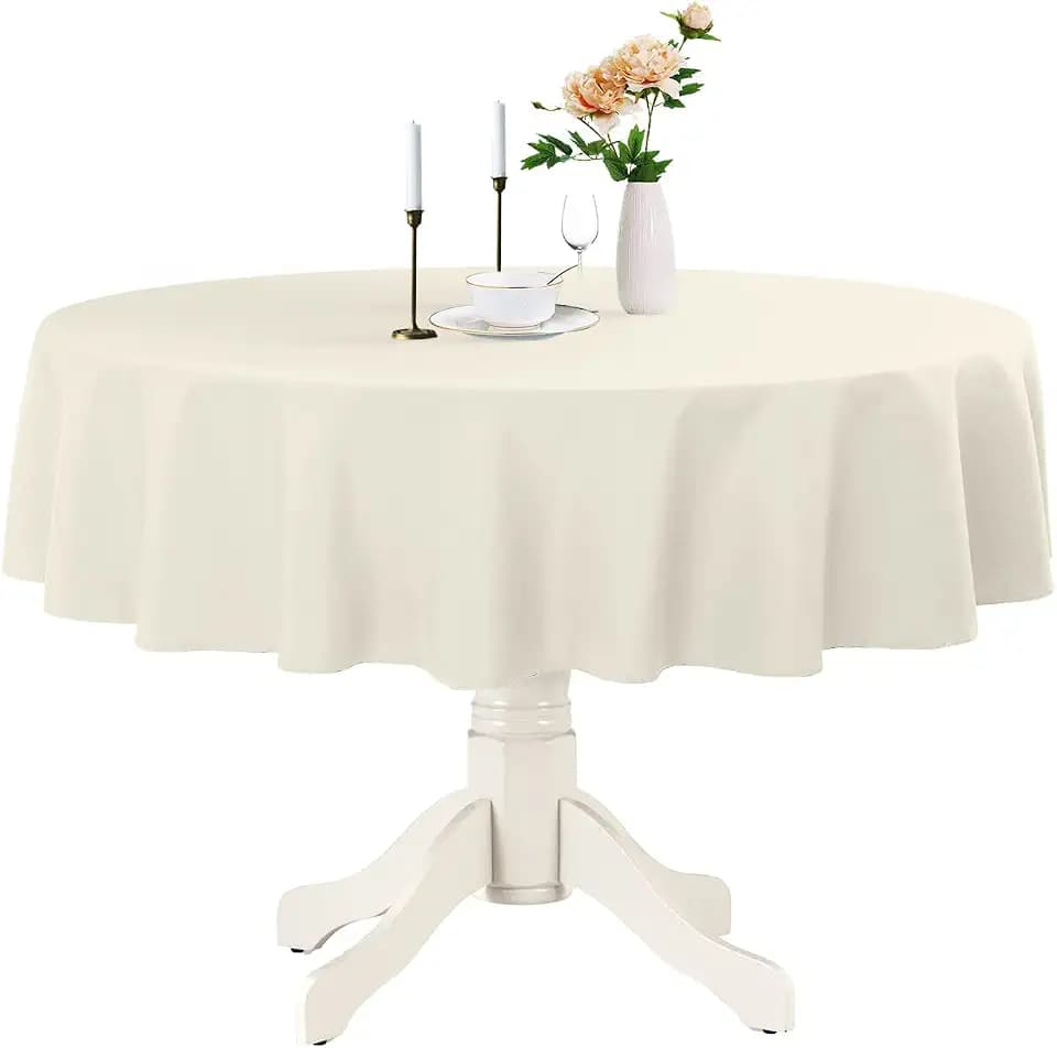 Romanstile Round Tablecloth 90 Inch, Ivory