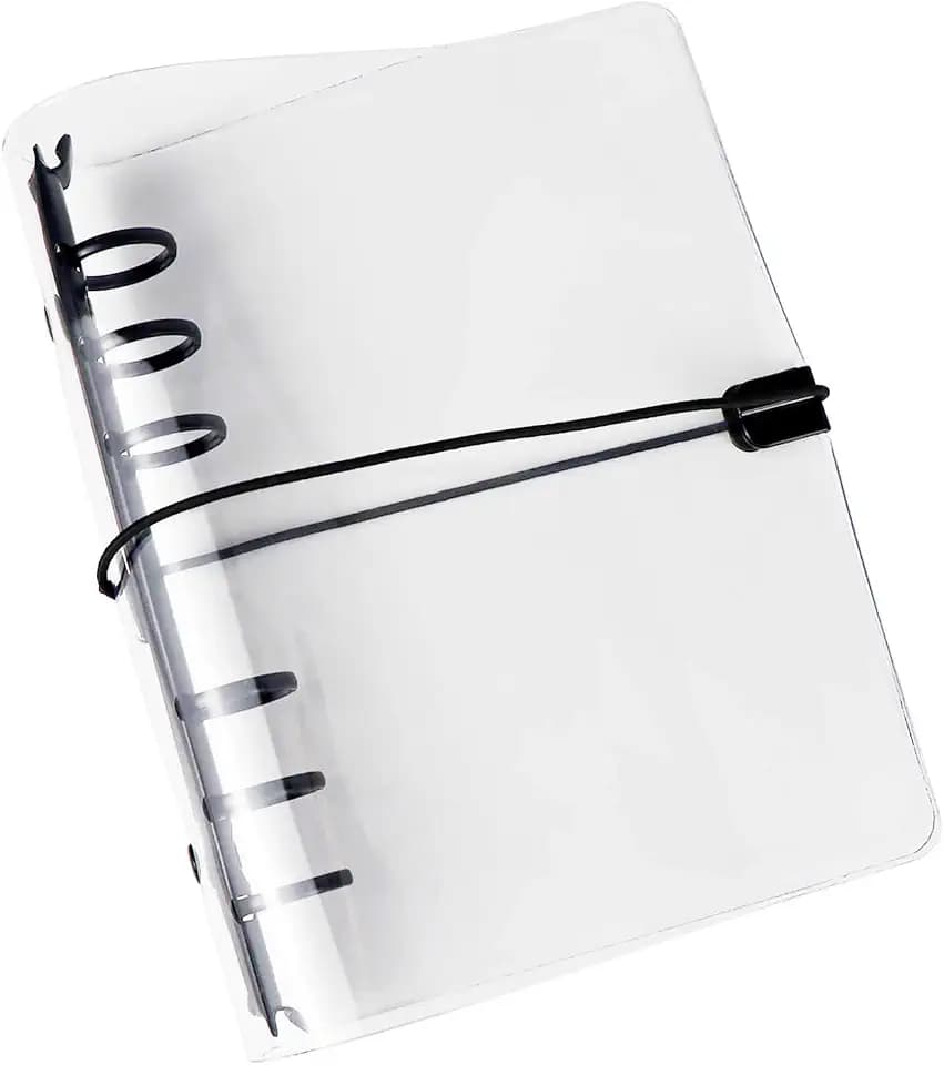 Clear A6 Binder with Black Elastic Band 1.8mm Thick PVC 7x5.5in