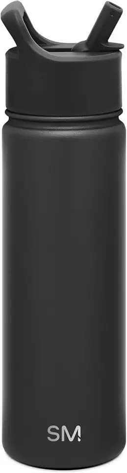 Simple Modern Kids Summit Water Bottle with Straw Lid | Vacuum Insulated Stainless Steel | Reusable Leak Proof BPA-Free Cup for School | 20oz, Midnight Black