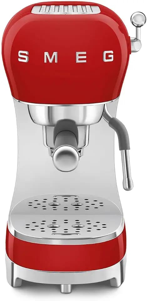 Smeg Manual Espresso Machine with Steam Wand, 15 Bars of Pressure, Stainless Steel Porta Filter, Passive Cup Warmer, User Friendly Controls, and Measuring Scoop Tamper Made in Italy (Red)