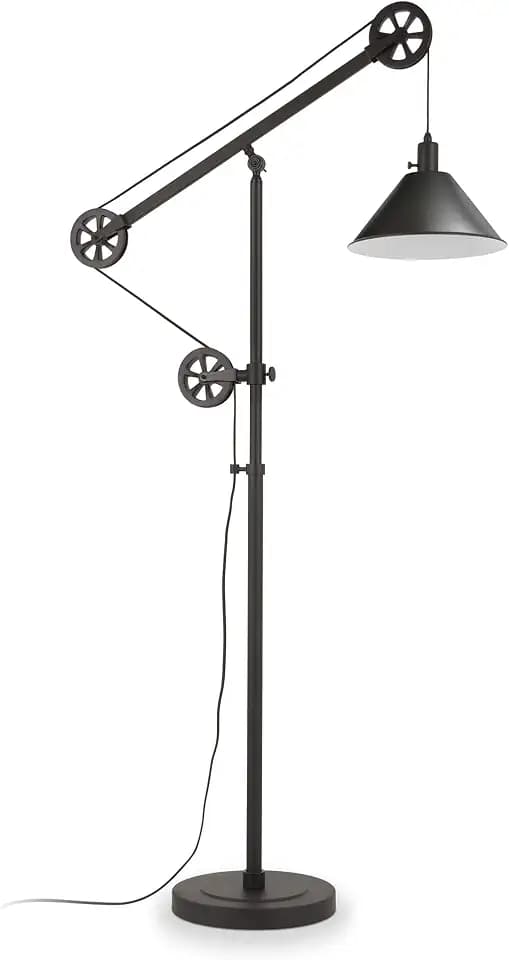 Henn&Hart 70" Modern 1-Light Floor Lamp, Black