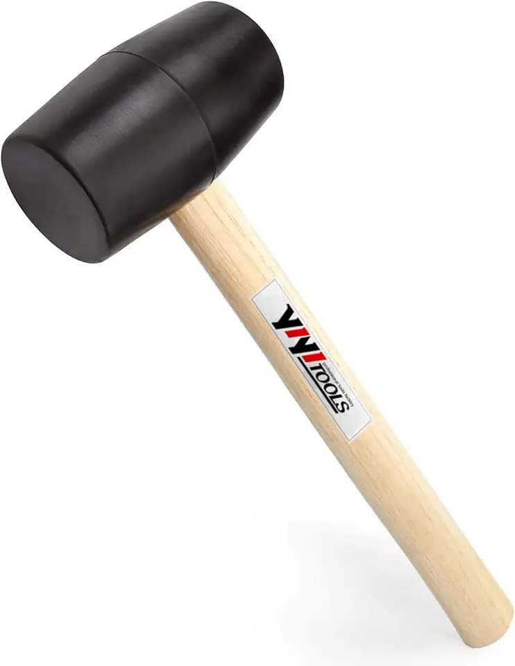 YIYITOOLS YY-2-005 Rubber Mallet Hammer With Wood Handle–24-oz, black