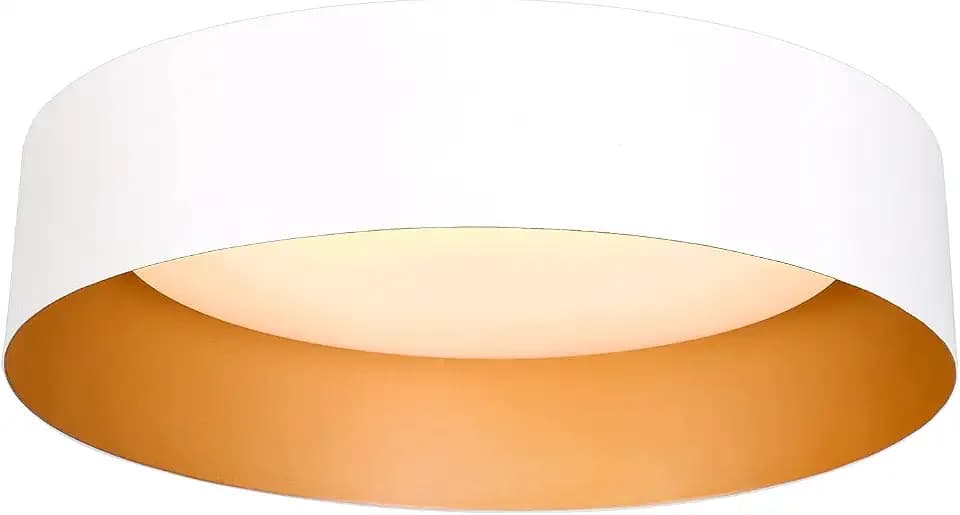 Bargeni Flush Mount Ceiling Light,White with Gold Interior,12.5 Inches