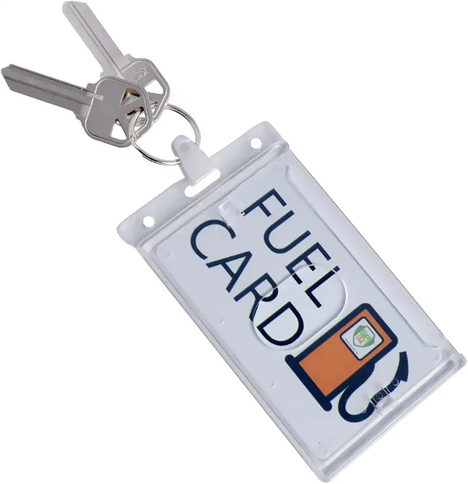 Specialist ID Rigid Fuel Card Holder with Key Ring - Clear Hard Plastic Card Protector Keychain for Fleet, Gas Cards