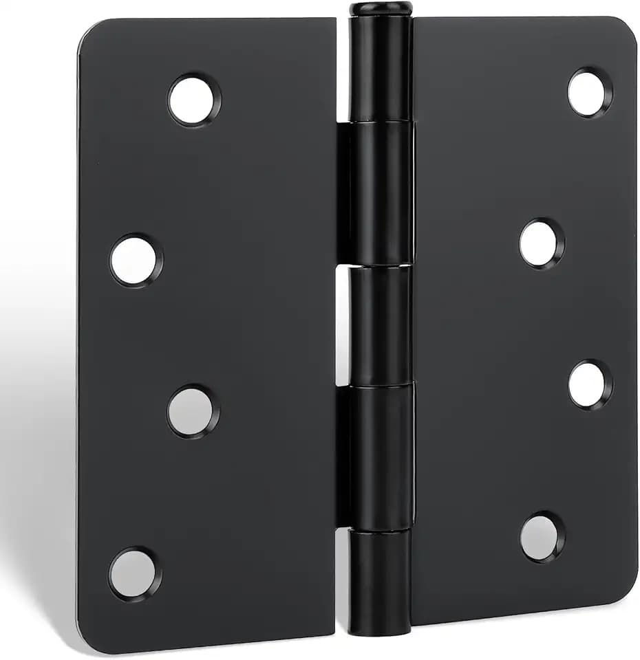 Goldenwarm Door Hinges 4 Inch 6 Pack Matte Black with 1/4" Radius Corners