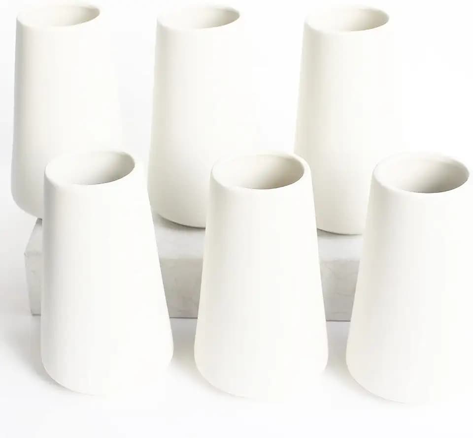 YANLING 6 Pack White Ceramic Vases for Home Decor, 6 Inch Modern Vases