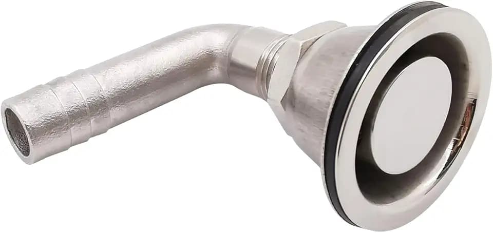 Universal 90° Flush Mount Fuel Vent Stainless Steel 316 Marine Grade Fuel Gas Tank Vent with Mounting Gasket Hardware Fitting for 5/8inch Hose