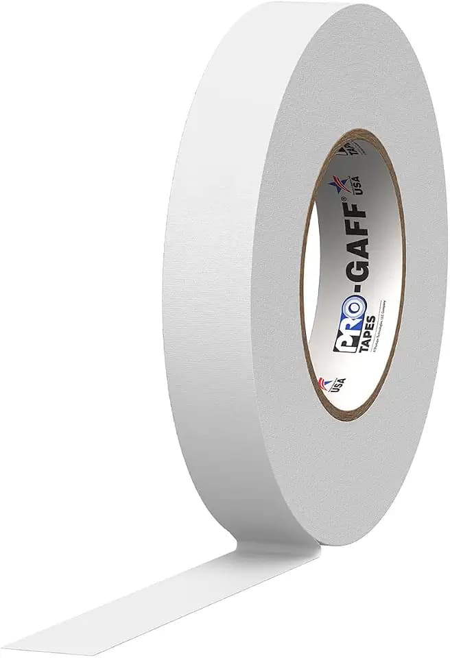 ProTapes Pro Gaff Premium Matte Cloth Gaffer's Tape with Rubber Adhesive, 11 mils Thick, 55 yds Length, 1" Width, White (Pack of 1)