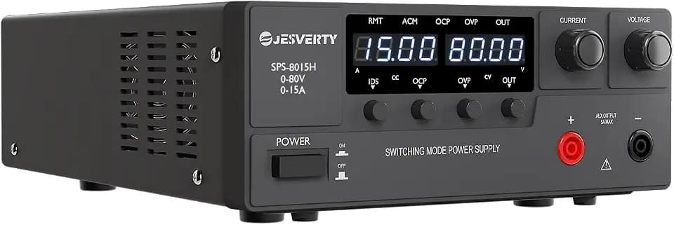 DC Power Supply Variable, 0-80V 0-15A 1200W Switching DC Regulated Bench Power Supply with Encoder Knob, Output On/Off Switch, 4-Digit LED Display, OVP & OCP, Aux Output Terminal - SPS-8015H