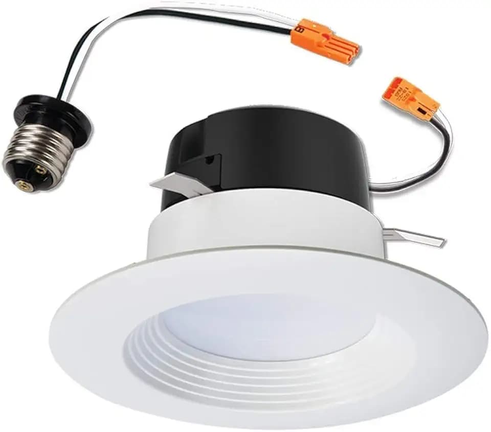 HALO 4-inch Recessed LED Can Light – Retrofit Ceiling & Shower Downlight – 3000K - Baffle White Trim - 1 Pack