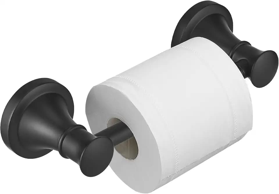 BESy Bathroom Toilet Paper Holder Wall Mount Tissue Holder Matte Black