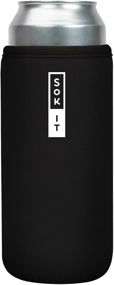 Sok It CanSok Sleeve for Beer & Soda Insulated Neoprene Cover (Black, 25oz Can Sleeve)