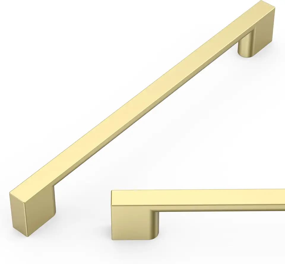 Amerdeco 10 Pack Brushed Brass Cabinet Pulls 7.5 Inch(192mm) Hole Center Drawer Pulls Cabinet Hardware Kitchen Cabinet Handles for Bathroom ZH0092