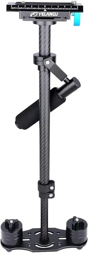 YELANGU S60T Kohlefaser-Handkamera-Stabilisator Steadicam Steadycam mit 1/4 und 3/8 Zoll Schraub-Schnellwechselplatte für Nikon Sony Canon 5D2 MK2 DSLR bis 3kg