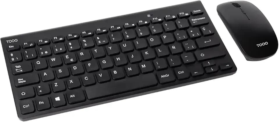TOOQ TQKMW-3101-B – Kompakte Tastatur und Maus, Slim Wireless, leise, 2,4 GHz, einstellbare DPI, USB Plug & Play, kompatibel mit Windows und Mac, Schwarz