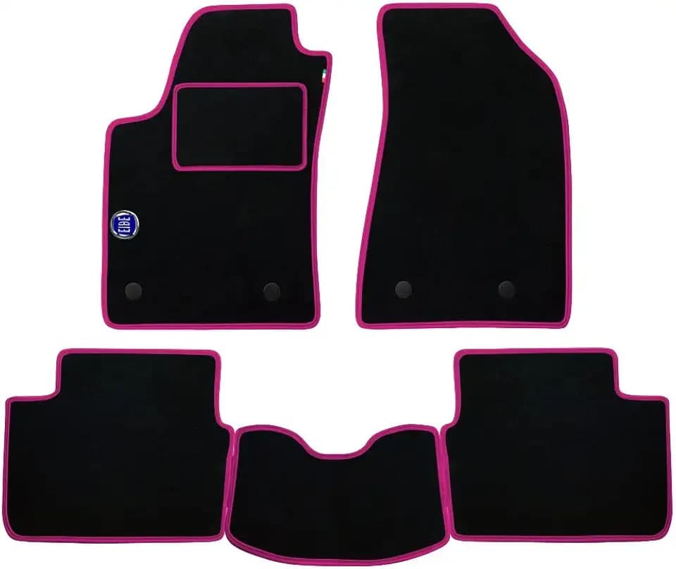 Autoteppiche hergestellt für Volkswagen Golf Trendline ab 11-2003 Schwarz und Fuchsia mit maßgeschneidertem Anti-Rutsch-Logo