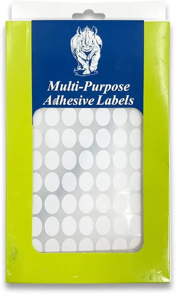 1040 ct All Purpose Self Adhesive Plain Oval White Labels - Easy Use - 1/2 x 3/8 (41 x 28mm)