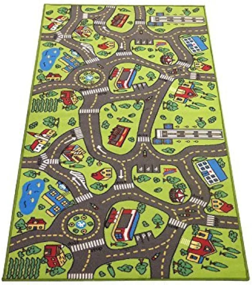 Kids Carpet Playmat Rug City Life Great for Playing with Cars & Toys - Play Learn & Have Fun Safely - Baby Children Educational Road Traffic Play Mat (Medium 43" x 26" Inches, Medium 43" x 26" Inches)