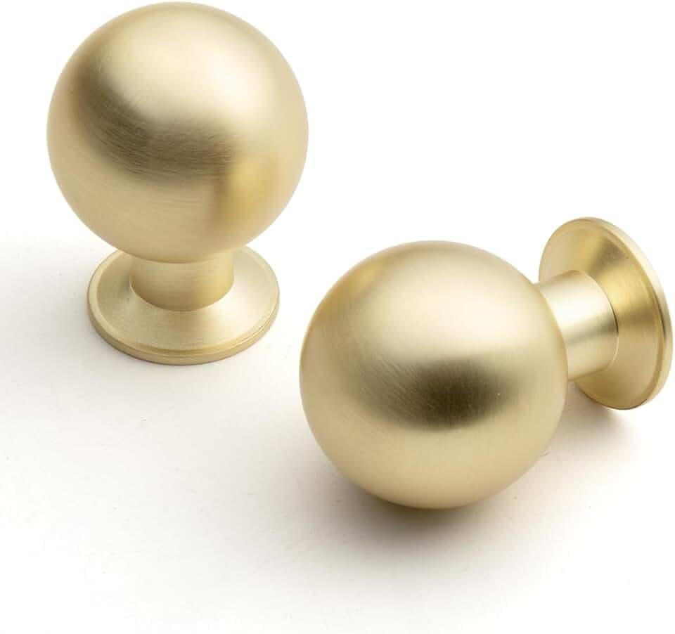 Brushed Gold Cabinet Knobs Classic Vintage Retro Drawer Knobs Kitchen Cupboard Bathroom Dresser Cabinet Hardware Handles Zinc Alloy (5, Brushed Gold, Knob)
