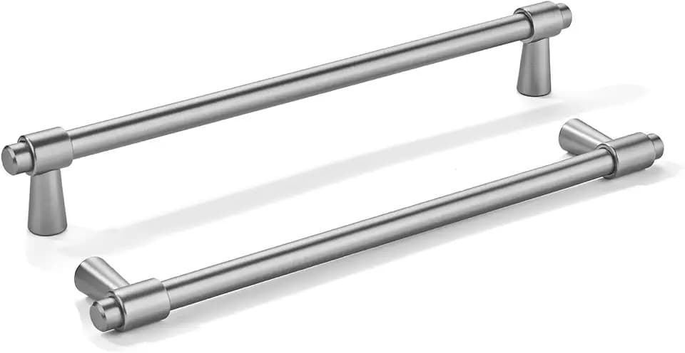 khtumeware 10 inch 5 Pack Brushed Satin Nickel Cabinet pulls Zinc Alloy Modern and Simple Cabinet Handle Suitable for Custom Whole-House Furniture (Kitchen/Bathroom/Bedroom).