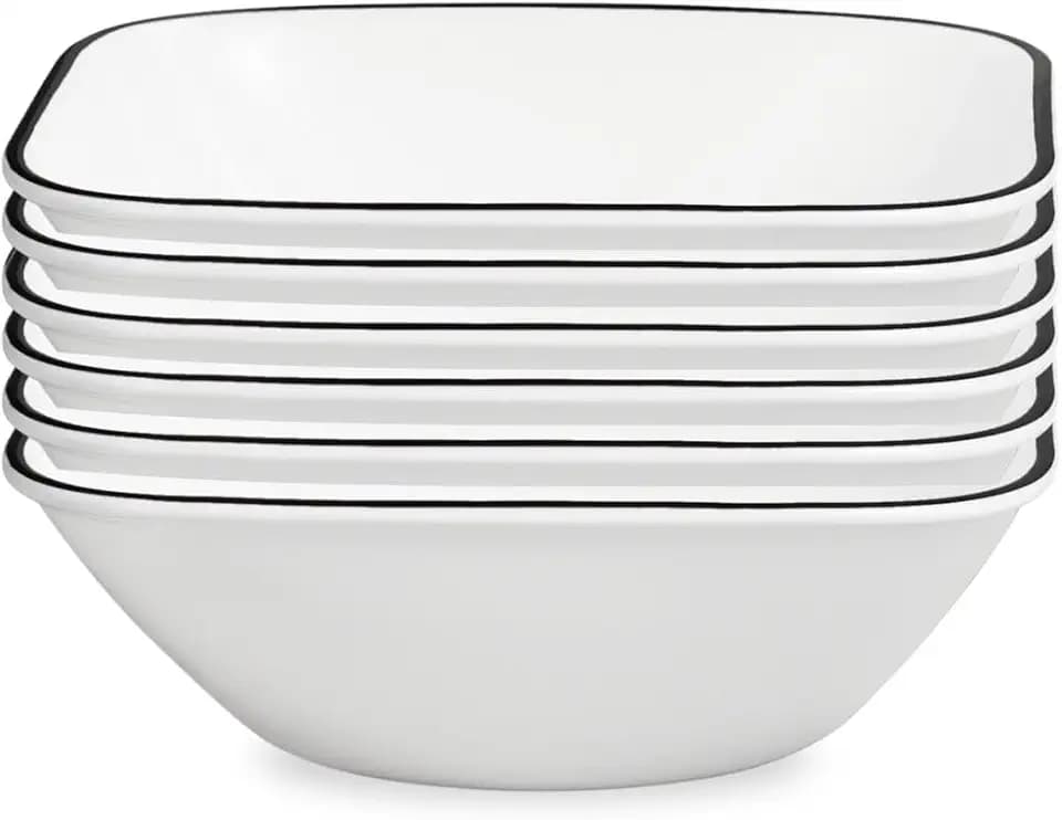 Corelle Simple Lines 6-Piece 22-Ounce Square Bowl Set