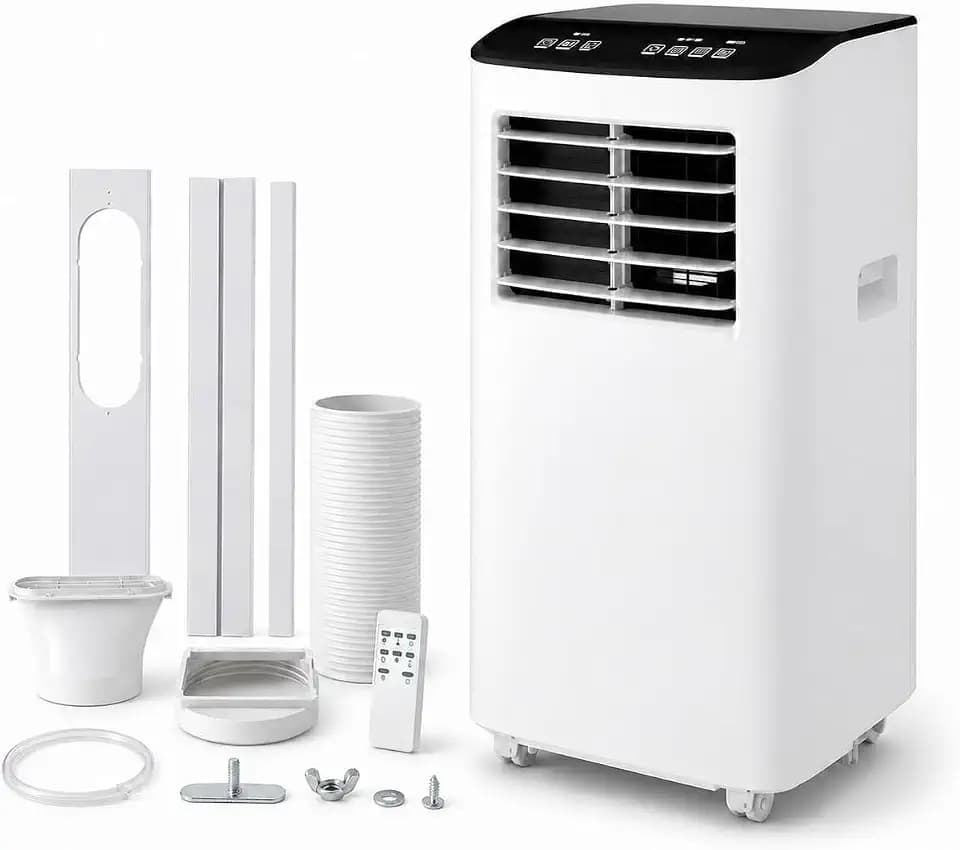 8000 BTU Portable Air Conditioners, 3-in-1 Portable AC Unit with Cool, Dehumidifier & Fan, Cools Up to 350 Sq.Ft, Remote Control, 24 Hour Timer and Window Kit, 2 Speeds for Bedroom Office