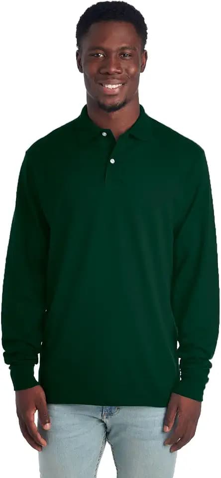 Jerzees Men's Dri Power Cotton Blend Polo Shirts, Moisture Wicking for All Day Comfort, Short or Long Sleeve