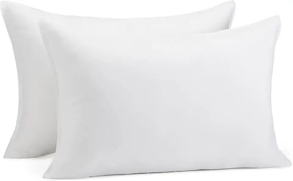 Amazon Basics Down Alternative Pillows for Stomach and Back Sleepers, Soft Density, Queen Size 30" x 20", White, 2-Pack