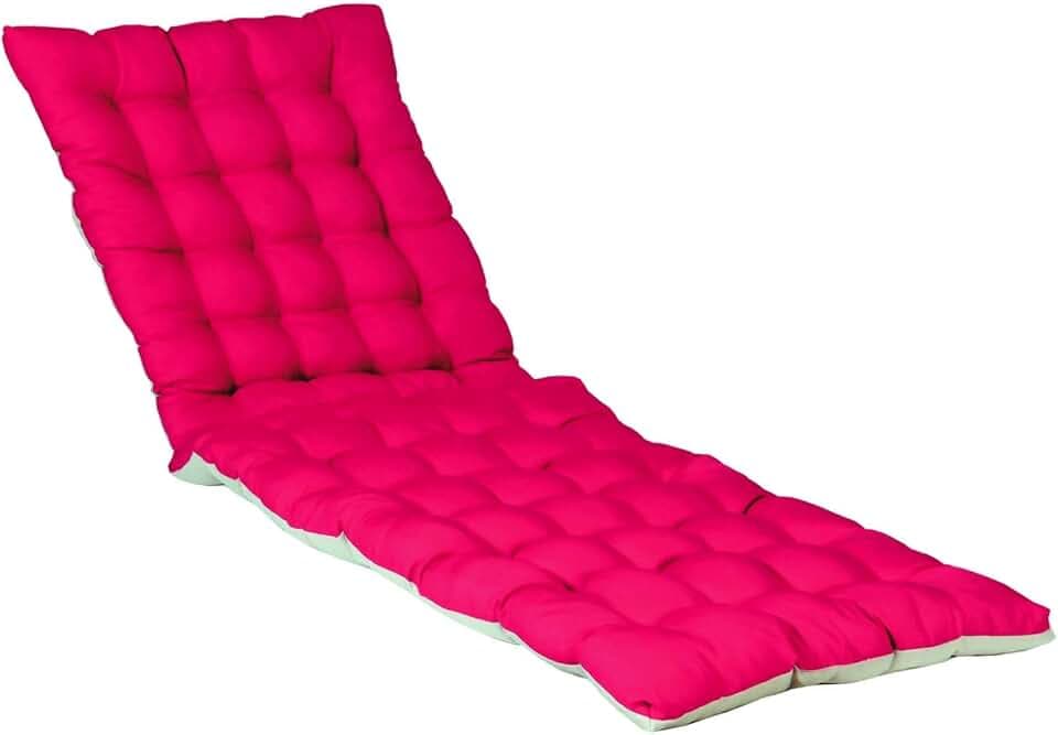 Atout Ciel Gestepptes Kissen, zweifarbig, für Sonnenliege, aus wasserabweisendem Stoff, 190 x 60 cm, 4 Varianten, Himbeere/Beige