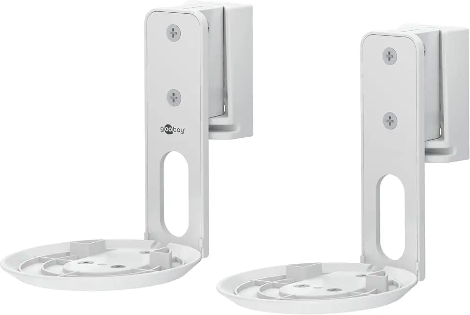goobay Lautsprecher-Wandhalterung für Sonos Era 100, 2er-Set, bis 3 kg, neigbar & schwenkbar, Stahl Weiß – 71982
