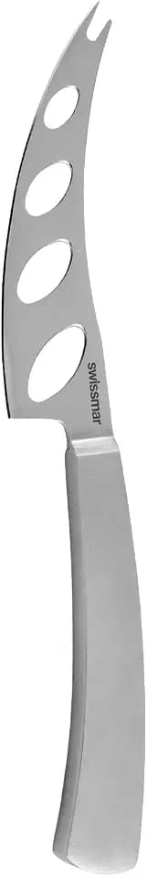 Swissmar Barcelona Moist Cheese Knife – 8.2" Stainless Steel Blade with Sand-Blasted Handle – Non-Stick Blade with Fork Tip – Ideal for Brie, Camembert, Blue & Feta – Stylish Cheese Board Knife