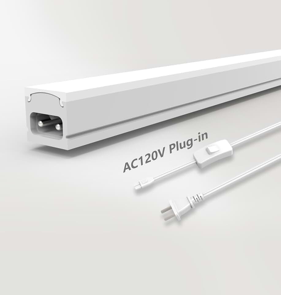 Leetdud Under Cabinet Lighting Plug in, 32 Inch 1 Pc, Linkable AC120V 3CCT 3000K/4000K/5000K Ultra Slim, LED Under Cabinet Lights for Counter Light, Kitchen, Shelf, Sink, Workshop, Desk, White