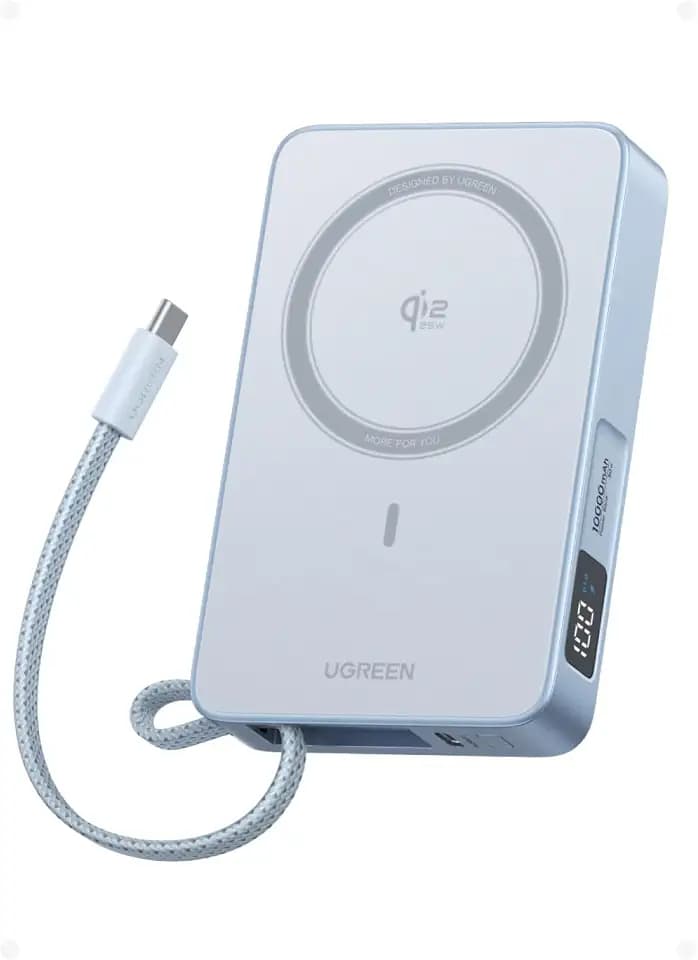 UGREEN MagFlow 10000mAh Qi2 25W Powerbank Magsafe mit USB-C 30W, (Blau)