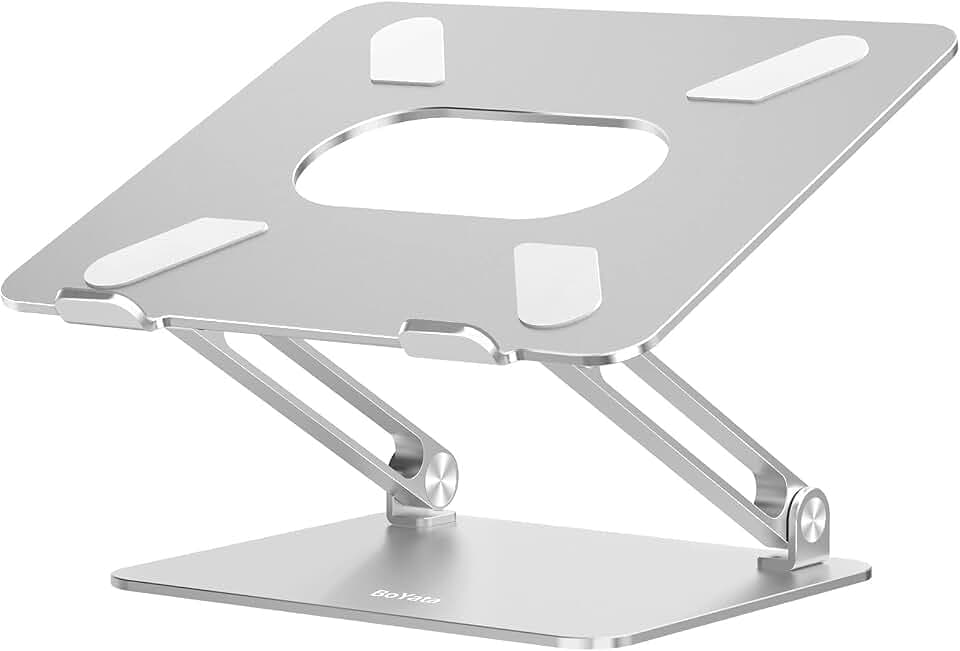 BoYata Laptop Ständer, Aluminium Höhenverstellbarer Belüfteter Laptophalter, Notebook Stand Kompatibel für Laptop (10-17 Zoll)
