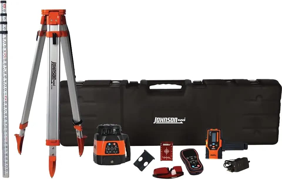 Johnson Level & Tool 99-028K Electronic Self-Leveling Dual Slope Horizontal/Vertical Rotary Laser System, Red, 1 Kit
