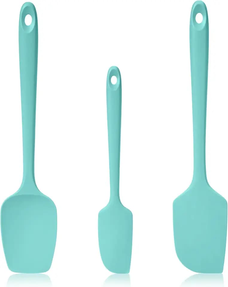 600ºF Heat Resistant Silicone Spatula Spoonula Set of 3, Aqua Sky