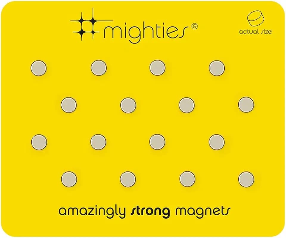 Three by Three Seattle Mini Mighties Magnets, Strong, Heavy Duty Magnets for Fridge, Dry Erase Whiteboards, and More in Home Offices, Cubicles, Schools (16 Pack, Chrome)