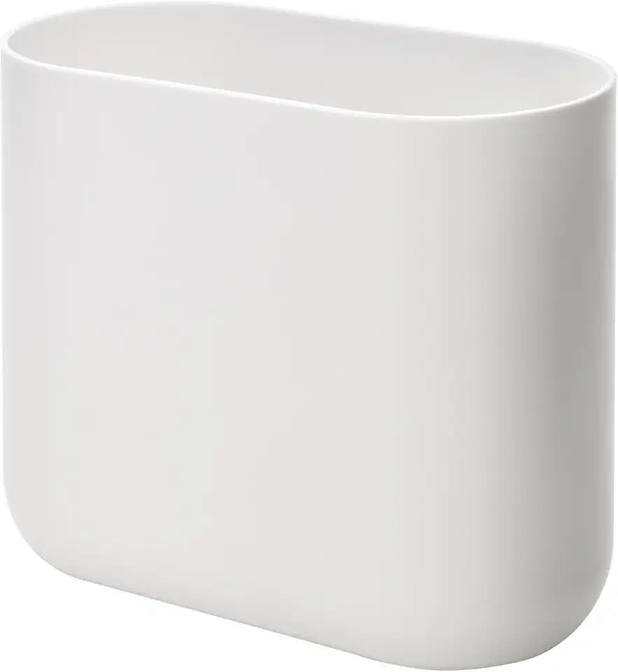iDesign Small Slim Plastic Bathroom Trash Can, White