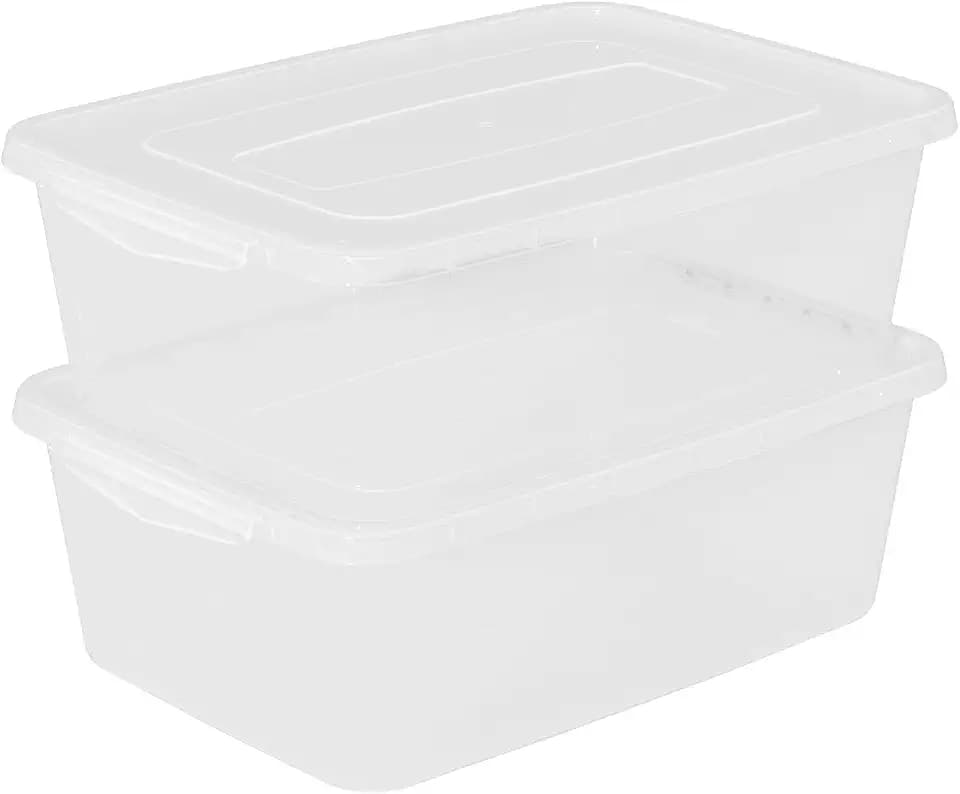 2 Packs 16 L Pizza Dough Proofing Box with Latching Lid, Clear