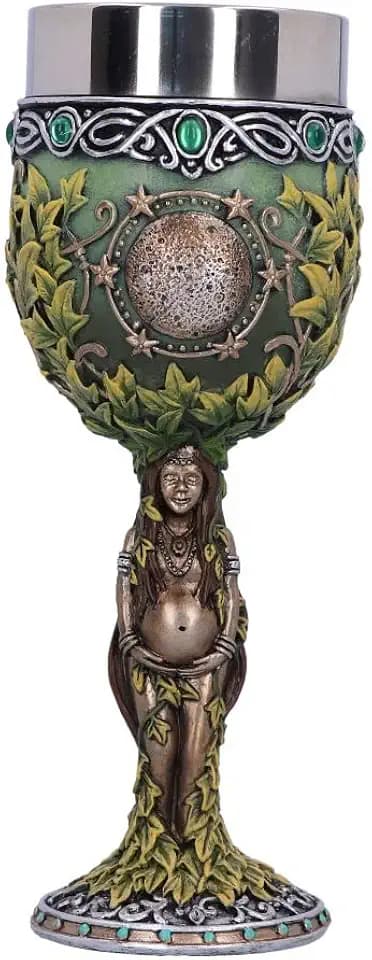 Nemesis Now Triple Moon Mother Goblet – Hand-Painted Resin Chalice with Pregnant Mother, Foliage, and Full Moon Design – Ideal for Spiritual and Mythology Enthusiast