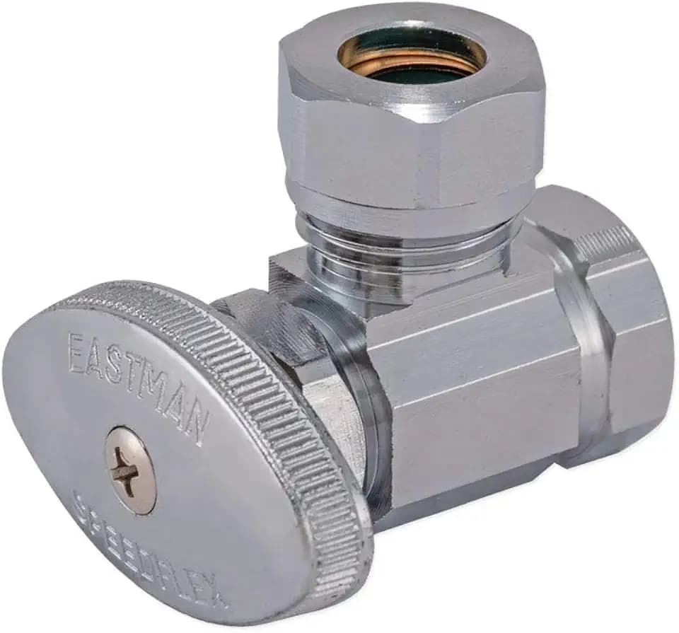 Eastman Multi-Turn Angle Stop Valve, 1/2 Inch FIP x 1/2 Inch Slip Joint Connection, Chrome Plated, 04328LF