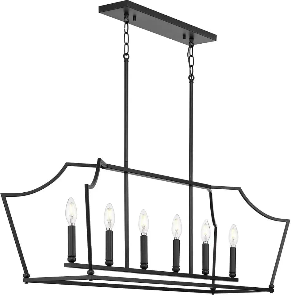 Progress Lighting Parkhurst 6-Light Linear Chandelier, Matte Black