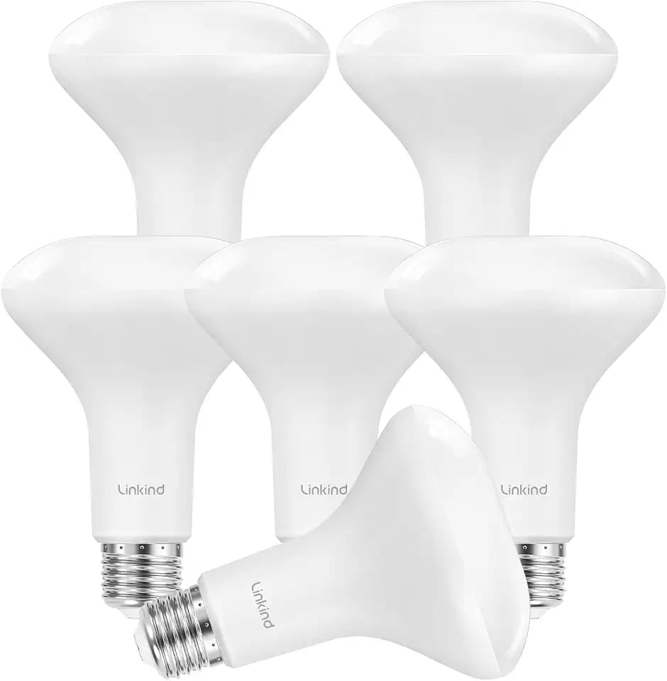 Linkind 6-Pack BR30 LED Flood Light Bulbs Indoor, 10W=65W 850 Lumens 5000K