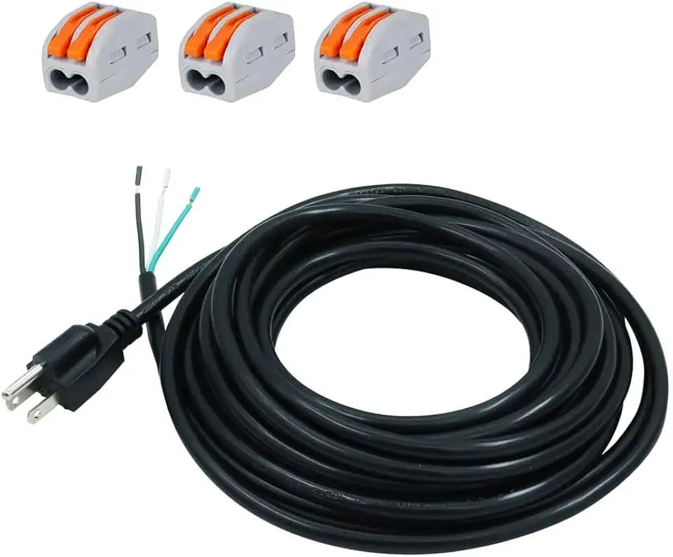 25FT Replacement Power Cord 3 Prong Plug Pigtail 3 Wire