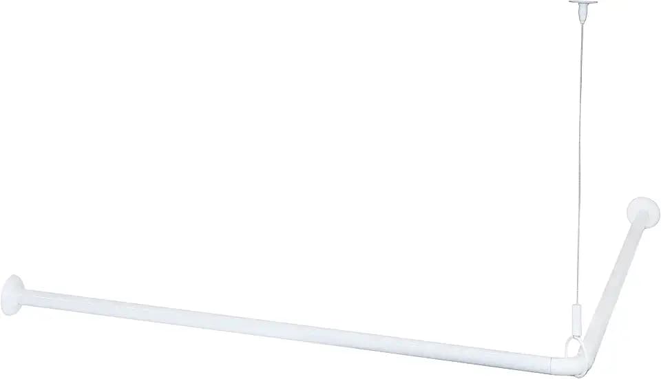 Kenney KN61423 Permanent Mount Corner Stall Shower Curtain Rod, 36" x 36" Fixed Length, White Finish, 1" Diameter Rust Resistant Steel Tubes