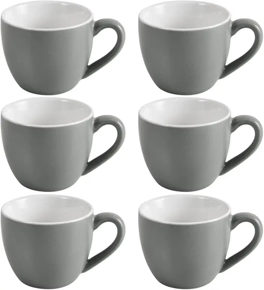 homEdge Mini Porcelain Espresso Cup, 3 Ounces / 90 ml Tiny Coffee Mugs Demitasse for Espresso, Tea- Set of 6, Dark Gray