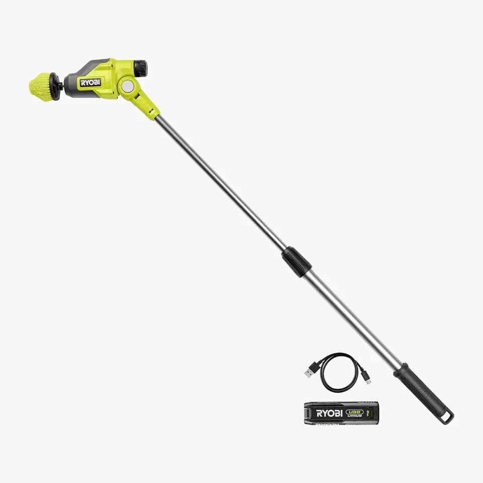 RYOBI 4 V USB Akku-Reinigungsbürste RTS4-120G, teleskopierbar, inklusive 1x 2,0 Ah Akku und USB-Ladekabel