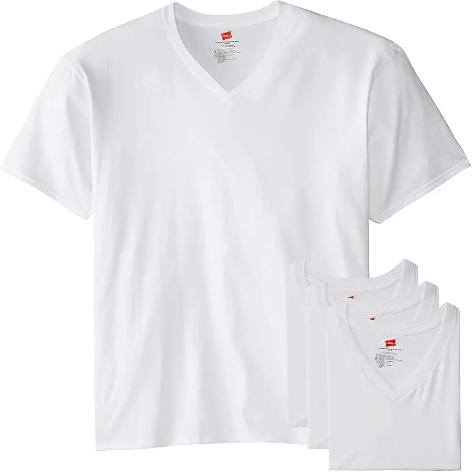 Hanes Men's V-Neck Undershirts, Tag-Free 100% Cotton Multipack Tall Size Basics Soft T-Shirts