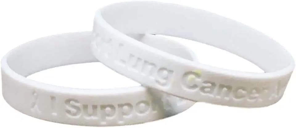 Jeirles Wholesale 5" I Support Lung Cancer Awareness Bracelets 100% Medical Grade Silicone - Latex and Toxin Free - 5 Bracelets - Show Your Support For Lung Cancer Awareness